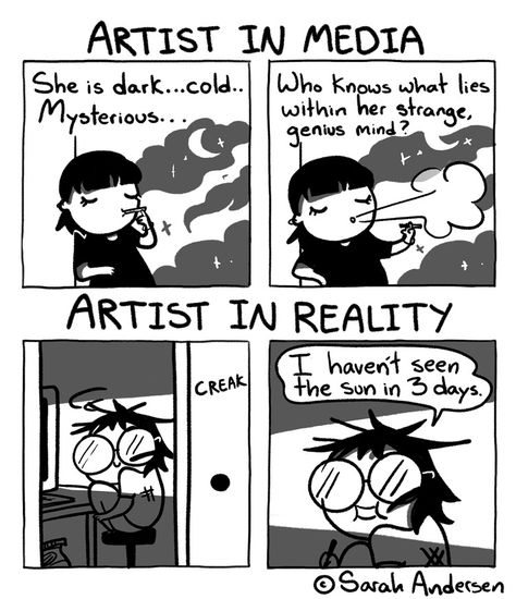 Sarah's Scribbles Comic Strip for May 06, 2018 Sarah Anderson Comics, Artist Joke, Sarah's Scribbles, Sarah Andersen, Comics Strips, 4 Panel Life, Image Positive, Artist Problems, Artist Humor