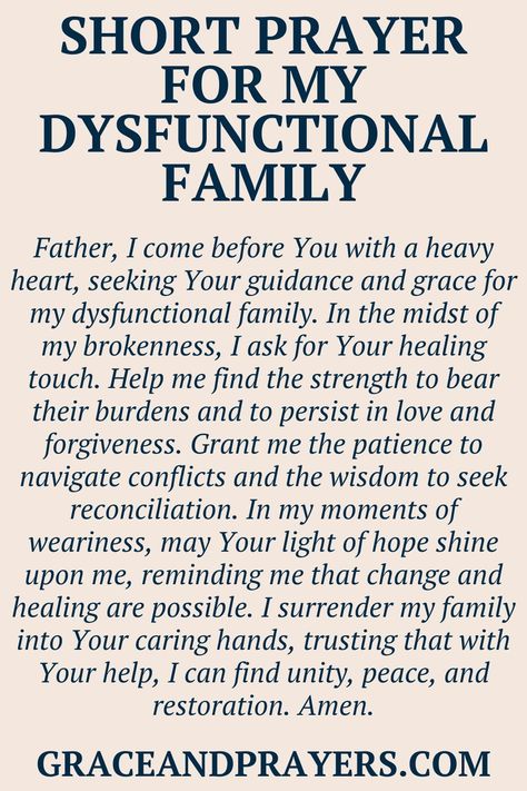 Are you seeking prayers for a dysfunctional family? Then we hope you can use these 6 kind prayers as a member of a dysfunctional family. Click to read all prayers for a dysfunctional family. Prayers For Healing Sick Family, Prayer For Sick Family Member, Family Prayers, My Heart Is Heavy, Prayer For My Children, Everyday Prayers, Short Prayers, Love And Forgiveness, Prayer For Family