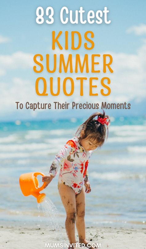 "Discover an adorable collection of funny and cute summer quotes for children. Perfect for evoking those sweet, sunny memories of kids indulging in the season's pleasures. Whether it's laughter at the beach or fun at the pool, these quotes will bring a smile to your face. Browse through our vast collection of children's summer fun quotes and let them transport you back to the beautiful chaos of summer days spent in the sun. Perfect for scrapbooking, wall art, or just to share a giggle or two!" Summer Phrases Beach Quotes, Fun In The Sun Quotes, Family Beach Quotes, Beach Day Quotes, Pool Quotes Summer, Summer Memories Quotes, Summer Fun Quotes, Enjoy Summer Quotes, Summer Holiday Quotes