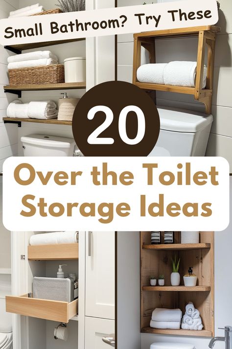 Looking to declutter your bathroom? These over-the-toilet storage ideas will give you all the inspiration you need to keep towels, toiletries, and decor neatly organized. Simple, stylish solutions for every home! #BathroomStorage #OverTheToiletStorage #HomeOrganization #SmallBathroomIdeas #BathroomDecor Bathroom Toilet Shelves, Small Bathroom Wall Storage Ideas, Bathroom Shelf Storage Ideas, Shelving Above Toilet, Over Toilet Shelves, Over The Toilet Storage Ideas, Toilet Storage Ideas, Tiny Bathroom Storage, Over Toilet Storage