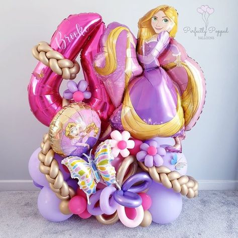 Rapunzel Balloon Decorations, Disney Princess Balloons, Rapunzel Balloons, All The Disney Princesses, Princess Balloon, Groom Cartoon, Balloon Training, Bobo Balloons, Bride And Groom Cartoon