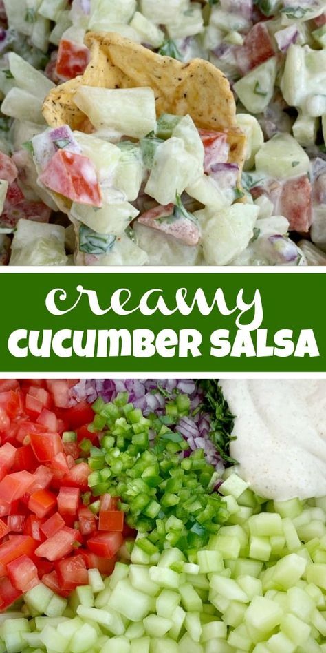 Cucumber Dip Recipe, Cucumber Salsa Recipe, Recipes Cucumber, Cucumber Dip, Cucumber Salsa, Fresh Cucumber, Salsa Recipes, Summertime Recipes, Creamy Cucumbers