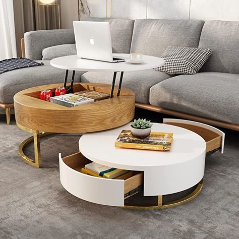 Amazon.com: Pucloce Lift Top Coffee Table with Hidden Compartment White Round Coffee Tables for Living Room Coffee Shop Elegance Gold Frame Center Table 31.5" Natural : Home & Kitchen Foldable Coffee Table, White Round Coffee Table, Center Table Living Room, Lift Coffee Table, Coffee Table Dimensions, Perfect Coffee Table, Round Sofa, Side Coffee Table, Lift Top Coffee Table