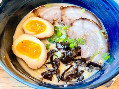 Tonkatsu Ramen Instant Pot, Tonkotsu Ramen Broth Recipe, Tonkotsu Ramen Recipe, Ramen From Scratch, Pork Bone Broth, Tonkatsu Ramen, Tonkotsu Broth, Ramen Egg, Ramen Broth