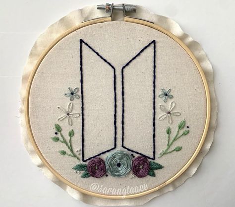 Blackpink Embroidery, Txt Embroidery, Kpop Embroidery Ideas, Bts Logo Drawing, Suga Embroidery, Bts Embroidery, Bts Embroidery Designs, Embroidery Hoop Crafts, Diy Embroidery Designs