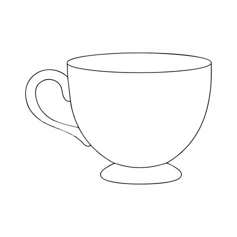 Tea+Cup+Template+Free Drawing Of A Cup Of Tea, Tea Cup Images Free Printable, Stacked Tea Cups Drawing, Teacup Printable Template, Tea Cup Card Template, Cup Templates Free Printable, Tea Cup Stencil, Tea Pot Template Free Printable, Tea Cup Silhouette