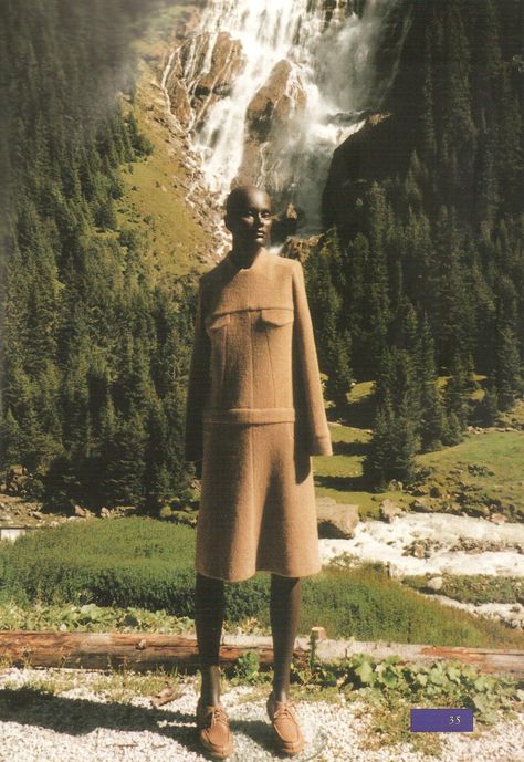 Dirk Van Saene autumn—winter 1998—99 He renamed his Fake Tailoring collection for Winter 1998—1999 the Black Sissi collection for his catalogue, and had the garments photographed on a black dummy, against the gemütlich decor of the Austrian Alps. Dirk Van Saene, Antwerp Fashion, Austrian Alps, Walter Van Beirendonck, Human Behavior, Ann Demeulemeester, Fashion Story, How To Run Longer, A Black