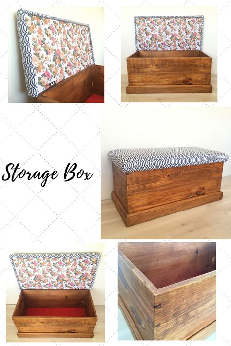 Upcycled old storage blanket box. Fully upholstered seat to sit on, wide and deep storage inside to store items. Measurements: 98cm long 51cm wide 48cm high 38 cm deep storage. Blanket Box Seat, Upcycle Blanket Chest, Upcycled Blanket Box Ideas, Blanket Box Upcycle, Blanket Box Ideas, Blanket Box Makeover, Coastal Foyer, Box Upcycle, Wooden Blanket Box