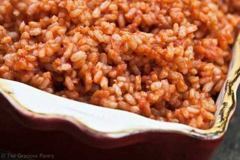 This Clean Eating Mexican Rice Recipe is a simple, delicious and versatile recipe you can season any way you like. From TheGraciousPantry.com. Clean Eating Mexican, Short Grain Rice, Spanish Rice Recipe, Mexican Rice Recipes, Clean Eating Challenge, Spanish Rice, Mexican Rice, Clean Recipes, Clean Eating Recipes