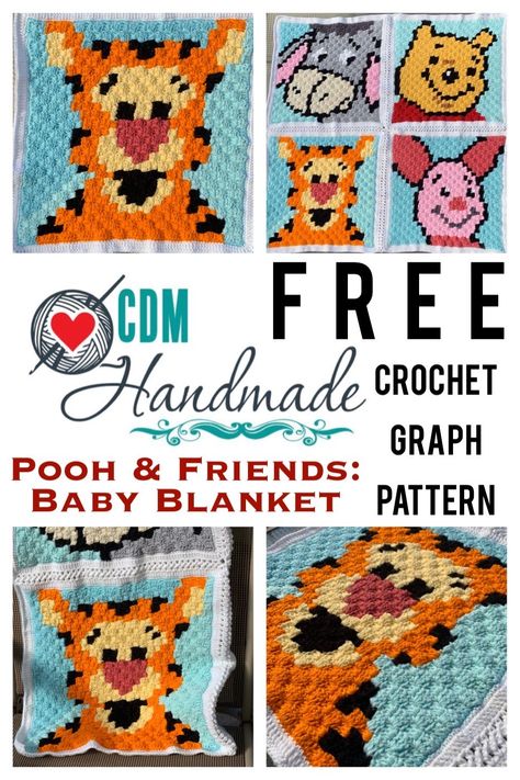 Tigger Crochet Blanket, C2c Winnie The Pooh Blanket, Winnie The Pooh Crochet Blanket Pattern, Tigger Blanket, Graphgans Crochet, C2c Graphgan Charts Free, Crochet Baby Blanket Pattern Free, Baby Blanket Pattern Free, Easy Crochet Baby Blanket Free Pattern