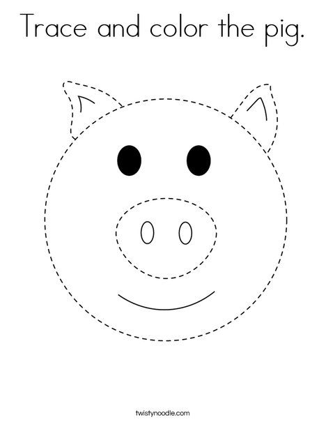 Trace and color the pig Coloring Page - Twisty Noodle Pig Crafts For Toddlers, Pig Activities For Preschool, Pig Activities For Toddlers, Pig Craft Preschool, Preschool Pig Craft, Pig Worksheets Preschool, 3 Little Pigs Activities Preschool, Pig Template Free Printable, Pig Art Activities For Preschool