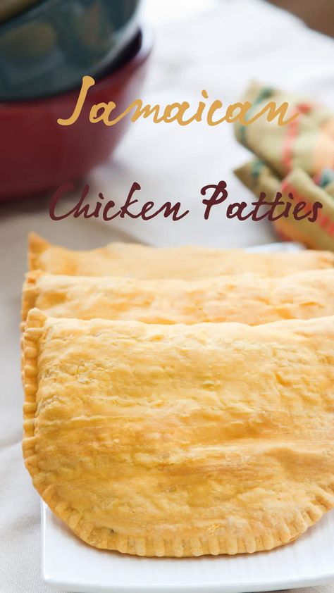 Jamaican Chicken Patties Recipe - Gimme Yummy Curry Chicken Patties, Jamaican Jerk Chicken Patties, Jamaican Spinach Patties, Jamaican Patty Dough Recipe, Jerk Chicken Patties, Jamaican Chicken Patties Recipes, Jamaican Patty Recipe, Jamaican Patty Dough, Jamaican Beef Patties Recipes