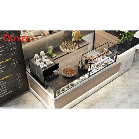 Coffee Shop Counter, Coffee Shop Furniture, Shop Counter Design, Modern Coffee Shop, Bar Counter Design, Coffee Counter, Cafe Counter, Small Coffee Shop, Bakery Design Interior