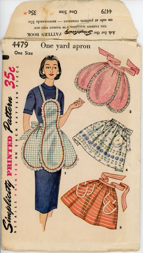 1950s Apron, Vintage Apron Pattern, Patron Vintage, Hostess Apron, Apron Sewing Pattern, Fabric Sewing Patterns, Retro Apron, Sewing Aprons, Motif Vintage