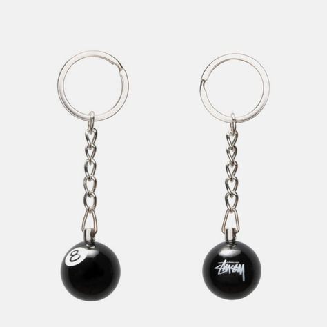 Stussy 8 Ball Keychain, Stussy Keychain, Stussy 8 Ball, Streetwear Jewelry, Cool Keychains, Jewelry Accessories Ideas, 8 Ball, Ball Necklace, Funky Jewelry