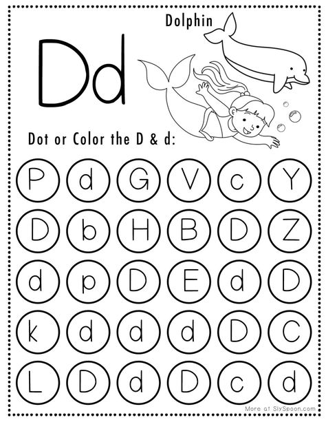 Letter D Worksheet, Letter D Crafts, Letter Recognition Worksheets, Preschool Activities Printable, Dot Letters, Dot Worksheets, Letter Tracing Worksheets, Free Handwriting, Free Printable Activities