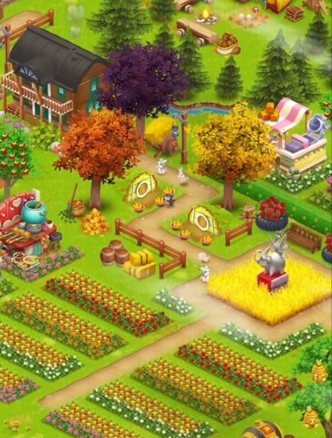 bunny space hayday🥺 1970s House Remodel, Hay Day App, Bunny Space, Hayday Farm Design, Modern Decals, Big Farm, Hd Design, Arte Doodle, Easy Minecraft Houses