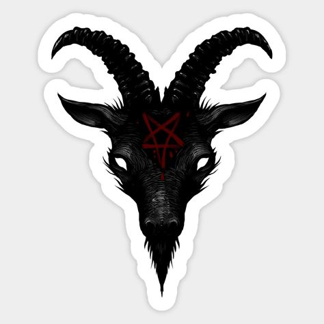 Goat Of Mendes, Baphomet Goat, Sigil Of Baphomet, Goth Design, Line Work Tattoo, Thrash Metal, Halloween Stickers, Visual Kei, Printable Stickers