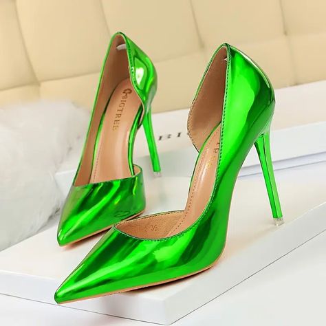 Women's Pointed Toe D'orsay Pumps, Metallic Color Shallow Mouth High Heels, Women's Evening & Dress Shoes | Save More With Clearance Deals | Temu Metallic High Heels, Office Shoes Women, Silver High Heels, Basic Heels, Lace Up High Heels, Boots For Short Women, Women Heels, Patent Shoes, Super High Heels