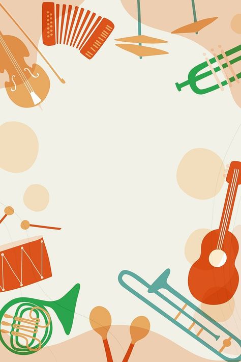 Green retro background, music border, | Premium Vector - rawpixel Music Border Design, Music Instruments Background, Musical Instruments Background, Portfolio Kita, Classical Instruments, Music Border, Instruments Music, Indian Classical Music, Music Background