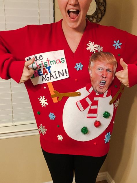 Tacky Christmas Sweater Outfit, Ugly Sweater Outfit, Creative Ugly Christmas Sweater, Tacky Sweaters, Ugliest Christmas Sweater Ever, Homemade Ugly Christmas Sweater, Matching Ugly Christmas Sweaters, Ugly Christmas Sweater Diy Funny, Ugly Christmas Sweater Outfit