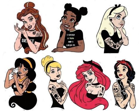 Emo Disney Princess, Gothic Disney Princesses, Gothic Disney, Emo Disney, Punk Disney Princess, Goth Disney Princesses, Disney Punk, Goth Disney, Punk Disney Princesses