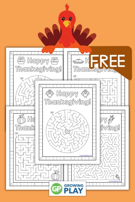 Thanksgiving Mazes – Free Printables - Growing Play Thanksgiving Mazes Free Printable, Thanksgiving Kids Activities Printables, Thanksgiving Printables Free Kids, Halloween Worksheets Free, Free Word Search Puzzles, Thanksgiving Word Search, Word Search Puzzles Printables, Thanksgiving Bingo, Free Printable Puzzles