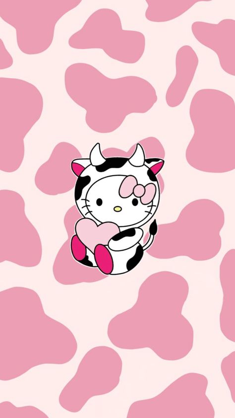 Cow print ~ pink ~ hello kitty- Hello Kitty, aesthetic  ~ hello Kitty wallpaper ~ hello Kitty ~ hello Kitty profile picture ~ Hello Kitty Cow, Esthetician Marketing, Kitty Wallpaper, Hello Kitty Wallpaper, Cute Wallpapers, Fondos De Pantalla, Iphone Wallpaper, Cow, Hello Kitty