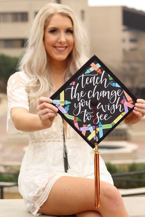 Slp Cap Decoration Graduation, Graduation Teacher Cap Ideas, Graduation Cap Designs Art Major, Art Major Graduation Cap, Education Caps Graduation, Graduation Cap Designs College Teacher, Teacher College Graduation Pictures, Dance Graduation Cap, Graduation Cap Designs Education Major