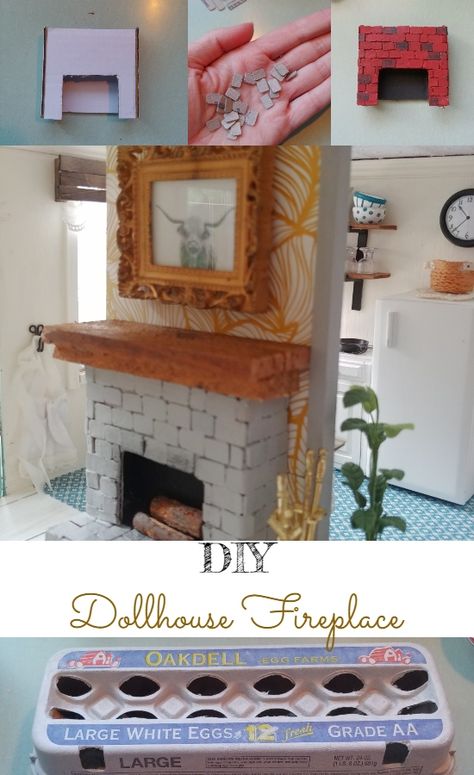 DIY Dollhouse Fireplace Dollhouse Furniture Diy How To Make, Make Your Own Doll House Furniture, Diy Doll Fireplace, Dollhouse Diy Fireplace, Diy Mouse House Furniture, Diy Barbie Fireplace, Diy Miniature Fireplace, 1/6 Scale Dollhouse Diy, Doll House Fireplace Diy