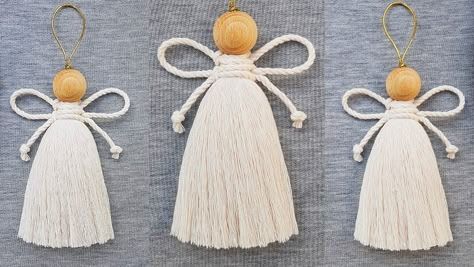 Macrame Angels Diy, Easy Macrame Angel, Macrame Angel Diy, Macrame Angel Tutorial, Diy Easy Macrame, Angel Tutorial, Macrame Angel, Easy Macrame, How To Make Tassels