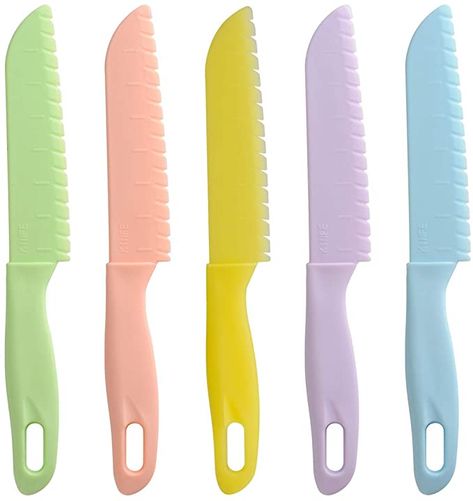 Amazon.com: ONUPGO 5 Pieces Kids Kitchen Knife Set, Toddler’Plastic Kitchen Knife Set - Kids Safe Cooking Knives, Chef Nylon Knife/Children's Fruit Knife, Cake Knife，Bread Knife, Lettuce Knife or Salad Knife: Home & Kitchen Cooking Knife Set, Childrens Cooking, Cooking Knives, Cake Knife, Cooking Set, Cooking Chef, Baking With Kids, Kitchen Knife Set, Knife Set Kitchen