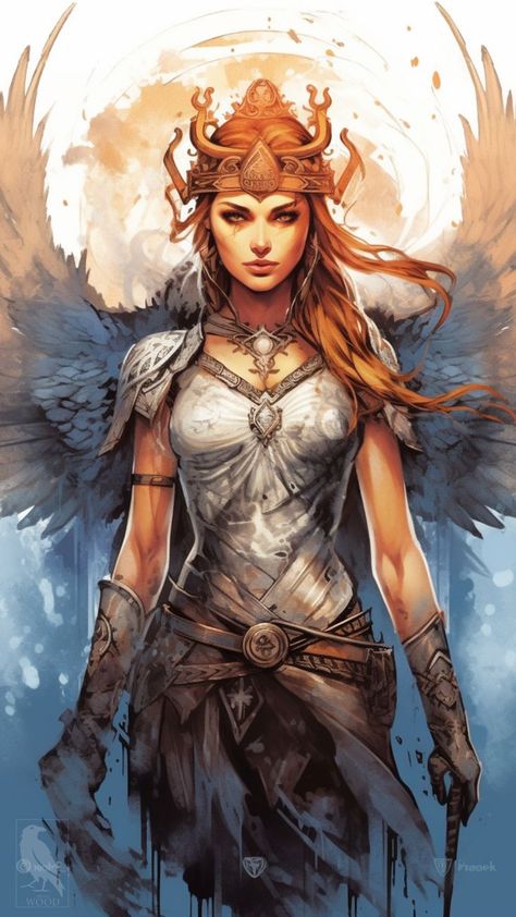 I created this image with artificial intelligence (Midjourney). #mythology #nordicmythology #art #aesthetic #ravenwood #gods #vikings #Norsemythology #femalewarrior Freya Goddess, Nordic Aesthetic, Movies Art, Goddess Aesthetic, Norse Goddess, Norse Myth, Celtic Goddess, Roman Gods, Celtic Mythology