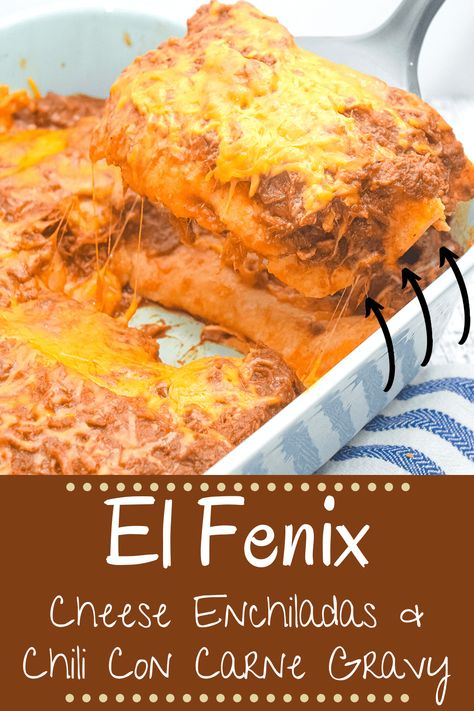 Do you love Dallas/Fort Worth's El Fenix Cheese Enchiladas? I've got the secret to the El Fenix Enchilada Gravy, otherwise known as Chili Con Carne, for you to make. And, it's so easy and so delicious! #texmex #mexicanfood #enchildadas #cheeseenchiladas #chiligravy #recipes Tex Mex Cheese Enchiladas, Enchilada Gravy, Enchilada Chili, Easy Cheese Enchiladas, Chili Gravy, Recipes Enchiladas, Casa Rock, Mexican Enchiladas, Cheese Enchiladas