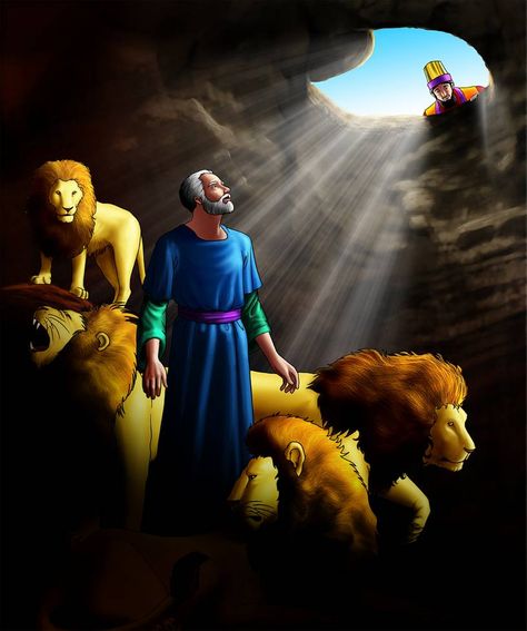 Daniel and the lions by Designed-One on DeviantArt Daniel In The Lion's Den, Daniel And The Lions, Repent And Believe, Biblical Artwork, Book Of Daniel, Lion's Den, Bible Images, Bible Characters, Bible Pictures