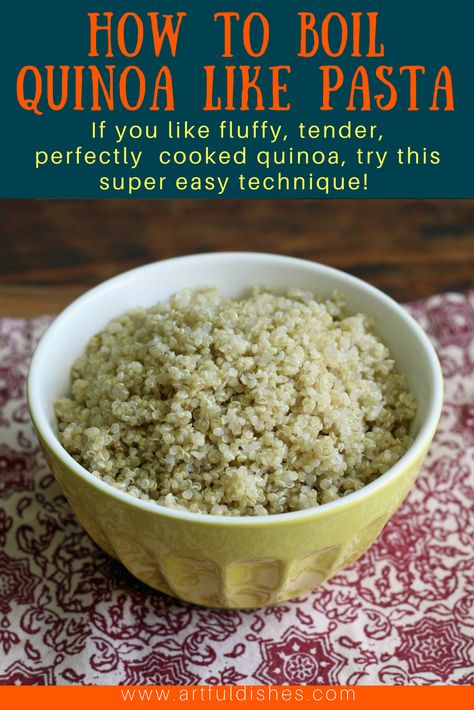 If you think making fluffy, tender, perfectly cooked quinoa is impossible, learn how to boil quinoa like pasta! It’s a super simple technique that you’ll use over and over. #howtomakequinoa #quinoarecipe #boilingquinoa #easyquinoarecipe via @https://www.pinterest.com/artfuldishes/ Perfect Quinoa, Cook Quinoa, Healthy Fall, Healthy Side, Healthy Family, Winter Recipes, Quinoa Recipes, How To Cook Quinoa, Happy Healthy