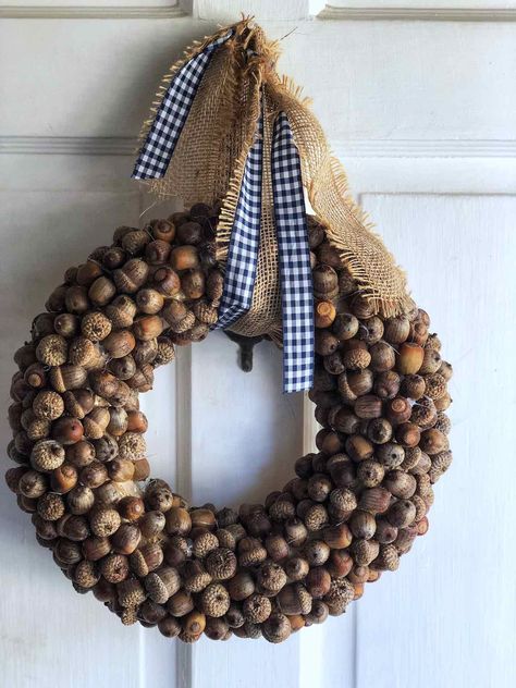 Beautiful homemade wreaths for Fall! | Marie Bostwick Burlap Bubble Wreath, Acorn Wreath, Fall Ornaments, Fall Leaf Wreaths, Acorn Crafts, Homemade Wreaths, Diy Fall Wreath, Berry Wreath, Autumn Crafts