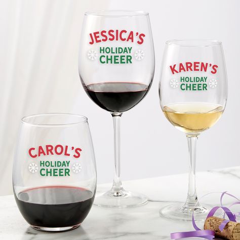 Printed Wine Glasses, Christmas Wine Glasses, Personalized Wine Glasses, Holiday Brunch, Christmas Jingles, Cheap Wine, Holiday Icon, Red Wine Glasses, Christmas Icons