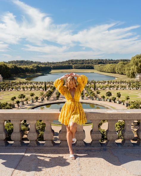 Yellow dress paris France mellowyellowpay female travel blog Paris Summer Pictures, Palace Of Versailles Poses, Versailles Palace Photo Ideas, Palace Of Versailles Photo Ideas, Palace Of Versailles Picture Ideas, Versailles Instagram Pictures, Versailles Pictures, Versailles Photoshoot, Versailles Photo Ideas