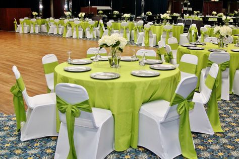 Lime Green Wedding Theme, Simple Church Wedding, Lime Green Weddings, Blue Wedding Receptions, French Country Wedding, Table Cloth Decorations, Office Party Decorations, Green Themed Wedding, Elegant Wedding Inspiration