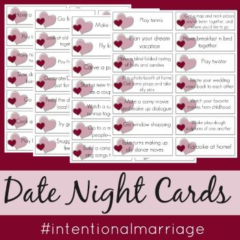 Free Printable Intentional Marriage Date Night Idea Cards Free Date Night, Date Night Cards, Marriage Date, Happy Wives Club, Marriage Conference, Conference Ideas, Marriage Retreats, Frugal Wedding, Marriage Books