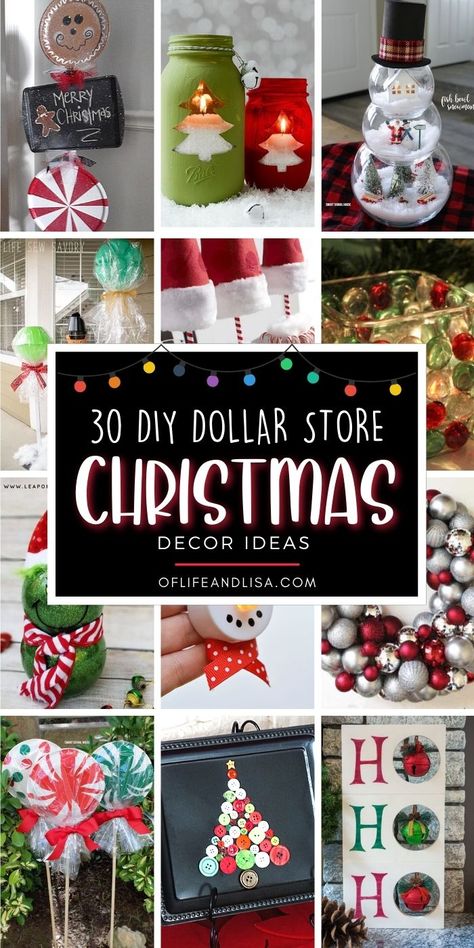 30+ BEST DIY Dollar Store Christmas Decorations You’ll Love – Of Life and Lisa Diy Dollar Store Christmas Decor, Alt Diy, Store Christmas Decorations, Diy Christmas Decorations Dollar Store, Store Christmas Decor, Craft Bazaar, Dollar Store Christmas Decor, Dollar Store Christmas Decorations, Dollar Store Christmas Crafts