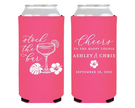 Custom Stock The Bar Slim Can Cooler Destination Wedding | Etsy Event Banner, Personalized Party Favors, Spa Decor, Engagement Party Decorations, Wedding Essentials, Customizable Gifts, Personalized Favors, Couple Shower, Personalized Party