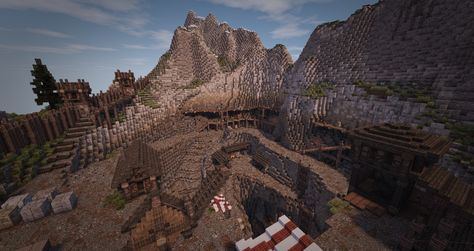 Nordic Quarry / Mining Village [World of Targur] Minecraft Project Quarry Minecraft, Minecraft Quarry, Minecraft Mining, Nordic Village, Mining Village, Minecraft Mine, Minecraft Underground, Underground City, Play Minecraft