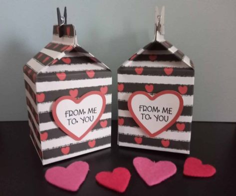 Valentine Treat Boxes, Valentine Treat, Milk Box, Valentine Projects, Milk Carton, Unique Valentines, Valentine Box, Valentine Treats, Carton Box