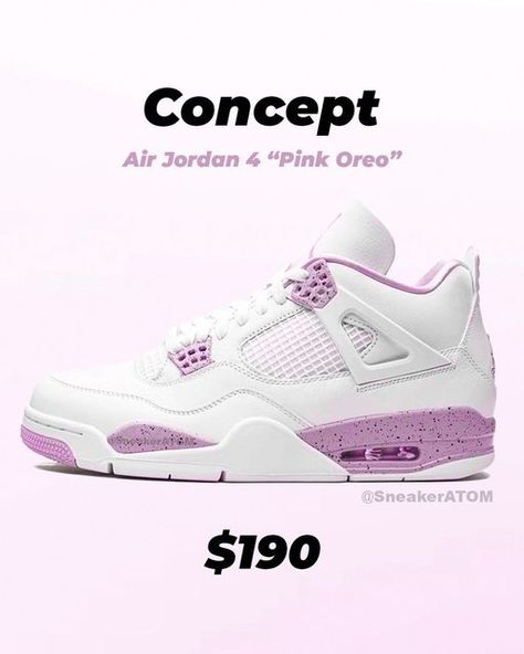 SneakerATOM on Instagram: "Air Jordan 4 “Pink Oreo”. Who wishes to see a release for Valentine's Day?💕 - Need help buying exclusive sneakers for retail price? Join @SneakerATOM. Link in BIO🔥 - This is a sneaker concept design by @SneakerATOM*" Jordans 4, Cute Jordans, Jordan 4 White, Pink Jordans, Nike Shoes Girls, Nike Fashion Shoes, Jordan Shoes Girls, Pretty Shoes Sneakers, Jordan Shoes Retro