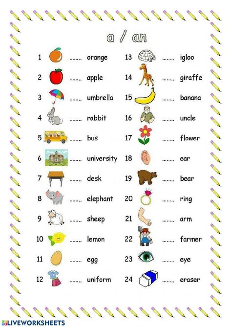 A or an - Interactive worksheet Use Of A And An Worksheet For Kids, A Or An Worksheet For Grade 1, Use Of A And An Worksheet, A And An Worksheets For Grade 1, English Ukg Worksheet, A And An Worksheets Kids, Worksheet English For Kindergarten, A An Worksheet, A Or An Worksheet