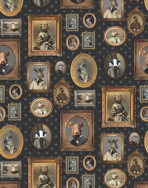 Portrait Gallery, Navy – The Pattern Collective Victorian Photography, Feature Wallpaper, Gallery Wallpaper, Navy Wallpaper, Bold Wallpaper, The Royal Collection, Fashion Wallpaper, Wallpaper Direct, Ornate Frame