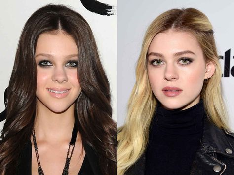 Nicola Peltz in 2010 (left) and in 2016 (right). Bad Contouring, From Brunette To Blonde, Cheek Fillers, Nicola Peltz, David And Victoria Beckham, Nicolas Peltz, Best Lip Gloss, Best Makeup Artist, Lip Injections