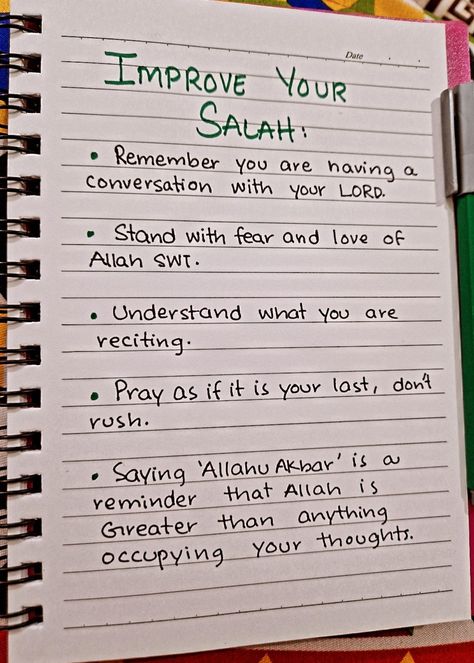 How To Make Quran Journal, How To Do Quran Journaling, Self Love In Islam, Islamic To Do List, Islamic Notes Aesthetic, Quran Notes Journal, Salah Journal, Islamic Journal Ideas Aesthetic, Quran Journaling Ideas For Beginners